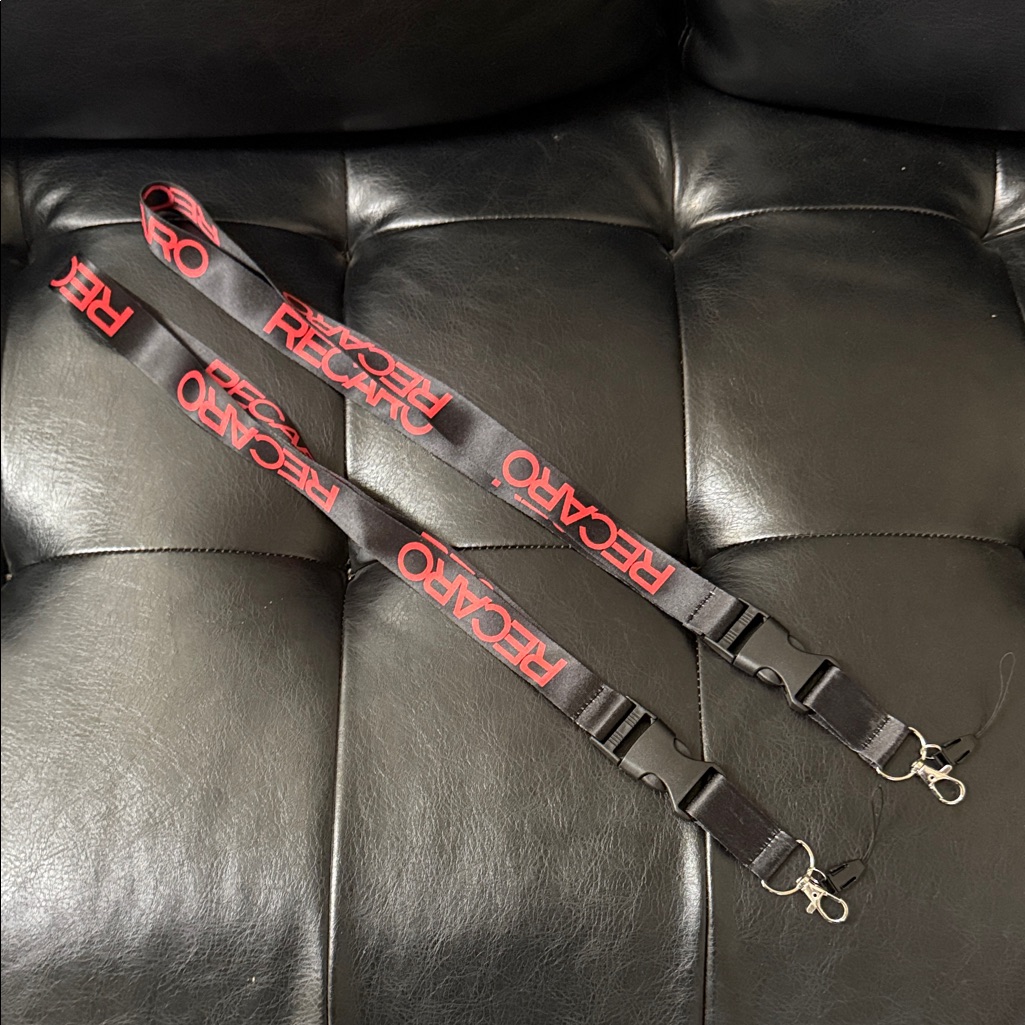 Recaro Jdm Black And Red Lanyard Keychain